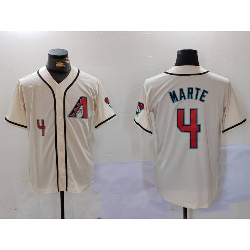 marshops Arizona Diamondback #4 Ketel Marte Number Cream  Cool Base Limited Stitched Jersey