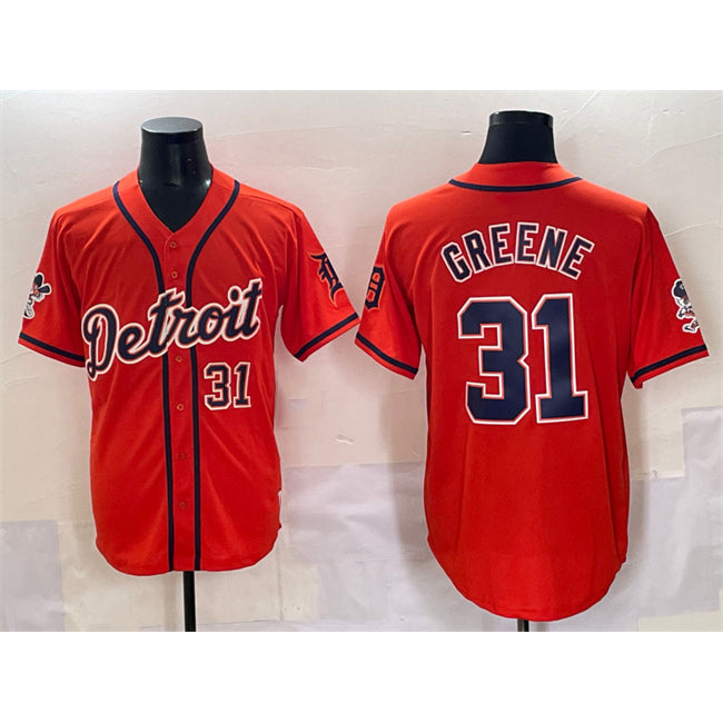 marshops Detroit Tigers #31 Riley Greene Orange  With Patch Vapor Premier Limited Stitched Jersey