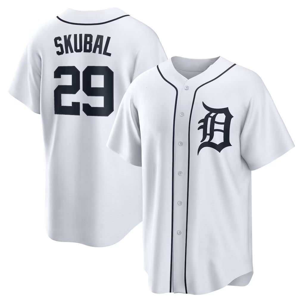 marshops Detroit Tigers #29 Tarik Skubal  White Home Replica Jersey
