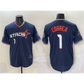 marshops Houston Astros #1 Carlos Correa Navy  2025 City Connect With Texas Patch Limited Stitched Jersey