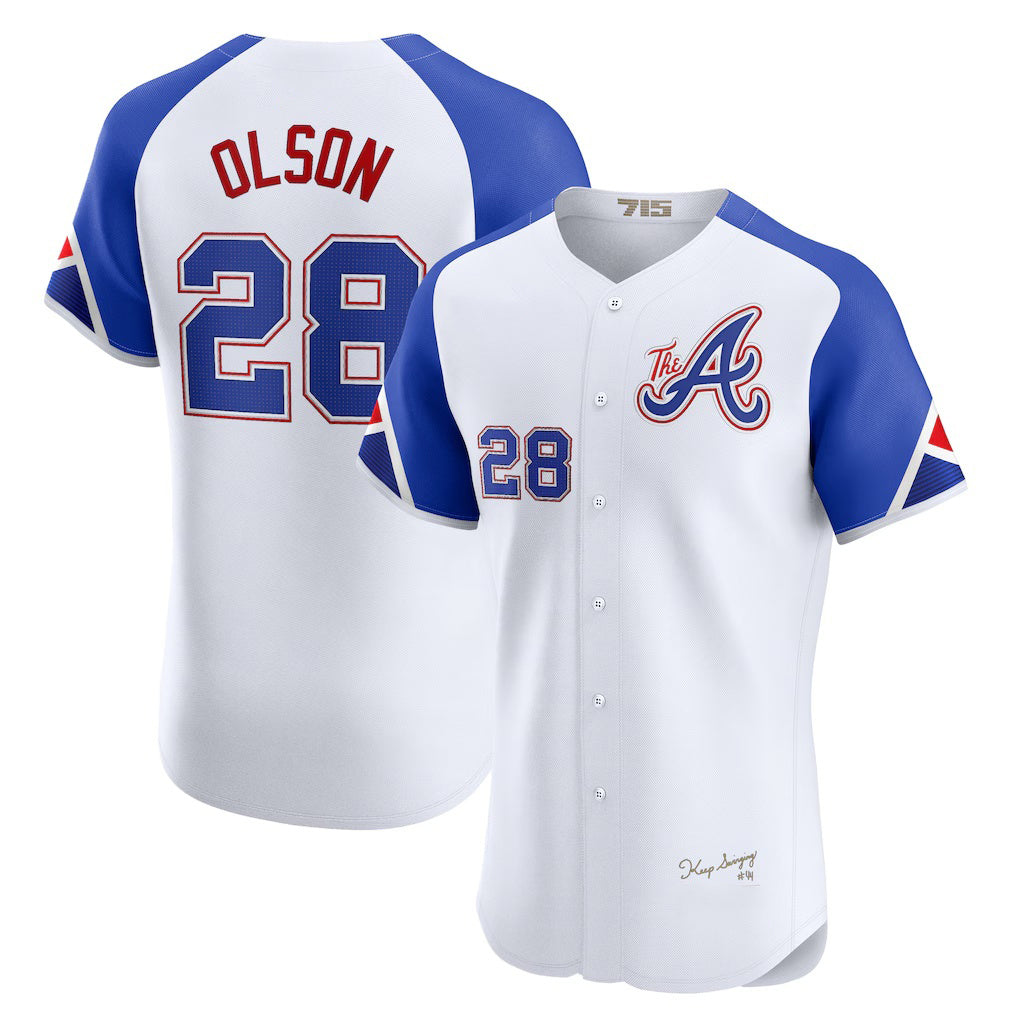 marshops Atlanta Braves #28 Matt Olson White  City Connect Elite Jersey