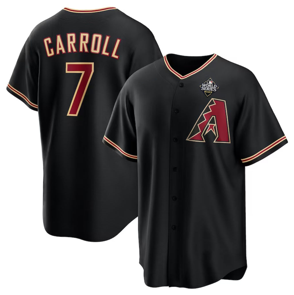 marshops Arizona Diamondbacks #7 Corbin Carroll Black  2023 World Series Cool Base Stitched Jersey