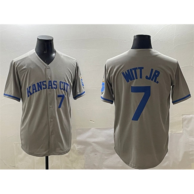 marshops Kansas City Royals #7 Bobby Witt Jr. Gray  2024 Away Limited Stitched Jersey