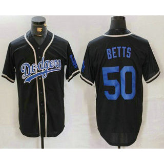 marshops Los Angeles Dodgers #50 Mookie Betts Black  Cool Base With Patch Stitched Jersey