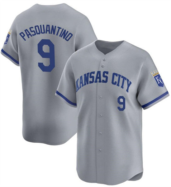 marshops Kansas City Royals #9 Vinnie Pasquantino Gray  2024 Away Limited Stitched Jersey