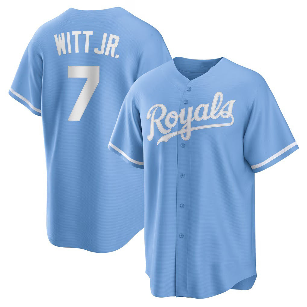 marshops Kansas City Royals #7 Bobby Witt Jr. Light Blue  Alternate Replica Jersey