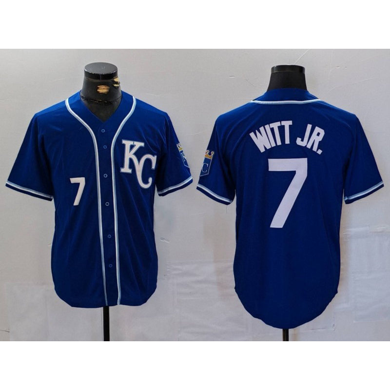 marshops Kansas City Royals #7 Bobby Witt Jr Number Royal  Cool Base Stitched Jersey