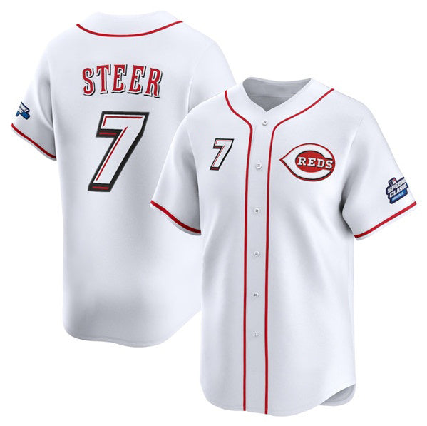 marshops  Cincinnati Reds #7 Spencer Steer White  2025 Speedway Classic Home Limited Stitched Jersey