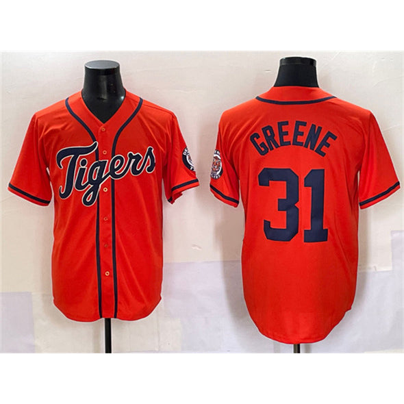 marshops Detroit Tigers #31 Riley Greene Orange  With Patch Cool Base Stitched Jersey