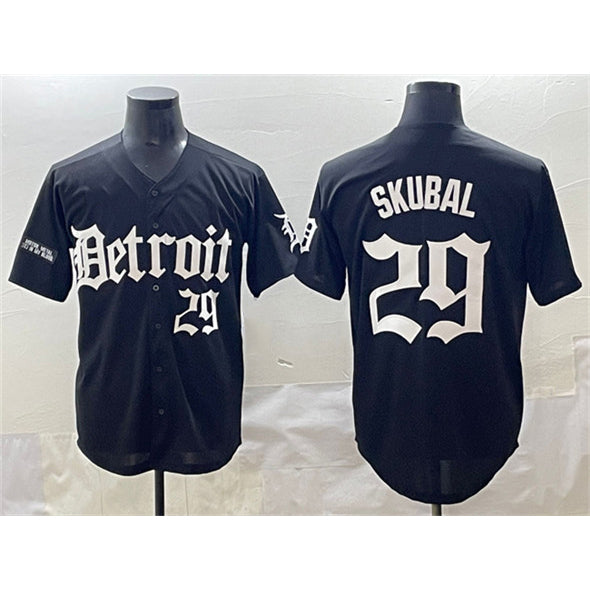 marshops Detroit Tigers #29 Tarik Skubal Black  'Motor Gothic Edition' Vapor Premier Limited Stitched Jersey