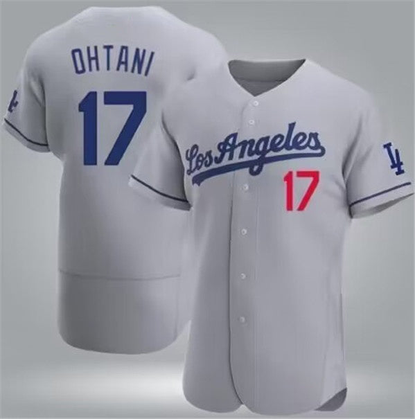 marshops Los Angeles Dodgers #17 Shohei Ohtani Gray  Flex Base Stitched Jersey