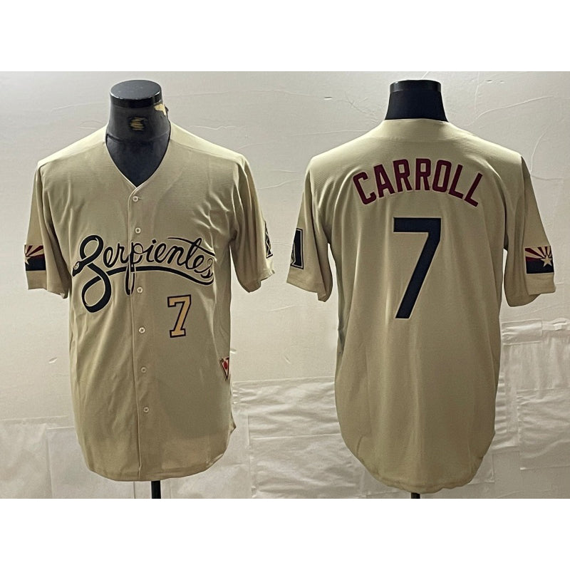 marshops Arizona Diamondbacks #7 Corbin Carroll Number 2021 Gold  City Connect Cool Base Stitched Jersey 2