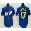 marshops Los Angeles Dodgers #17 Shohei Ohtani Blue Gold  Stitched Cool Base Jersey 2