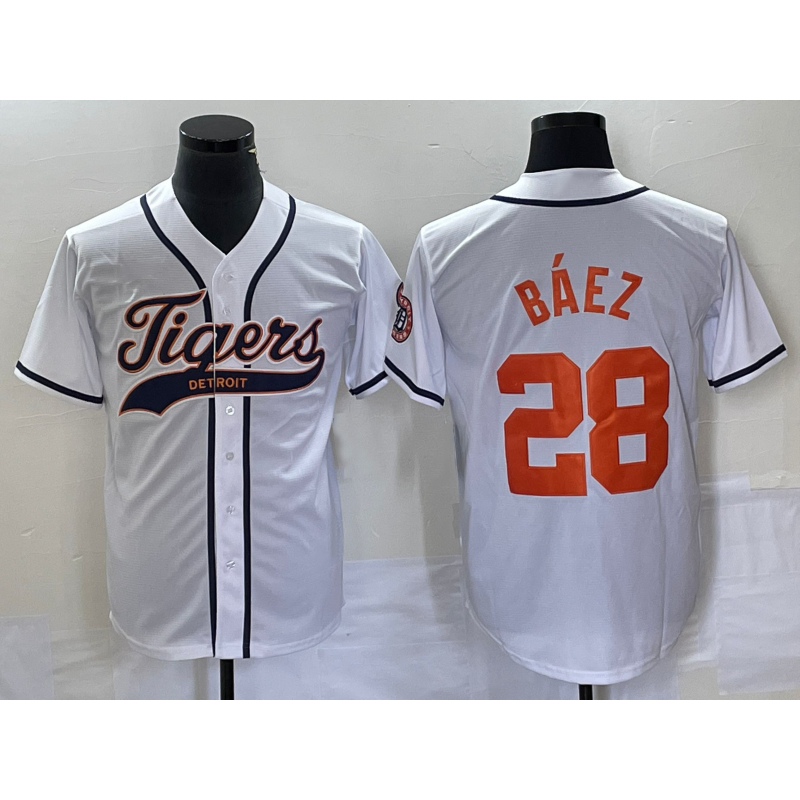 marshops Detroit Tigers #28 Javier B¨¢ez  White Cool Base Stitched Jersey