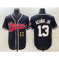 marshops Atlanta Braves #13 Ronald Acuna Jr Number Black  Cool Base Stitched Jersey