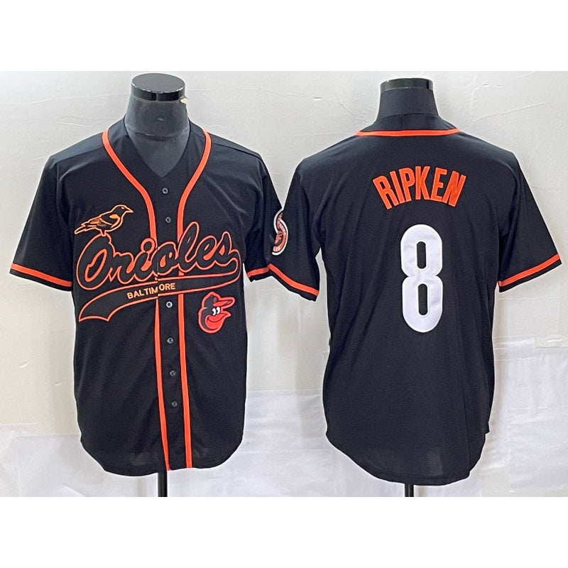 marshops Baltimore Orioles #8 Cal Ripken Jr Black  With Patch Cool Base Stitched Jersey