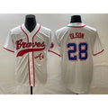 marshops Atlanta Braves #28 Matt Olson White  Cool Base With Patch Stitched Jersey