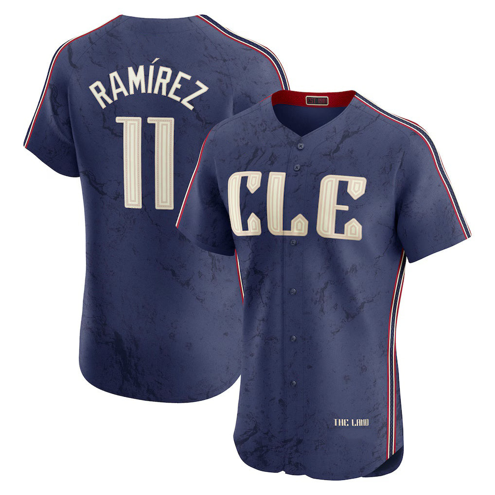 marshops Cleveland Guardians #11 Jos¨¦ Ram¨ªrez Navy  City Connect Elite Jersey