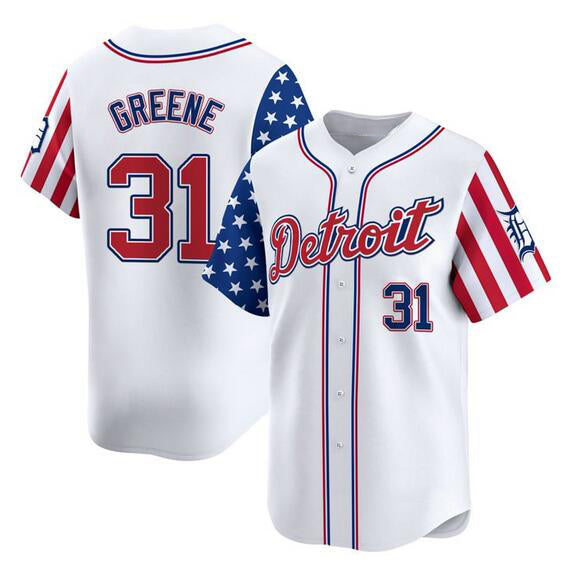 marshops Detroit Tigers #31 Riley Greene White  2025 Independence Day Vapor Premier Limited Stitched Jersey