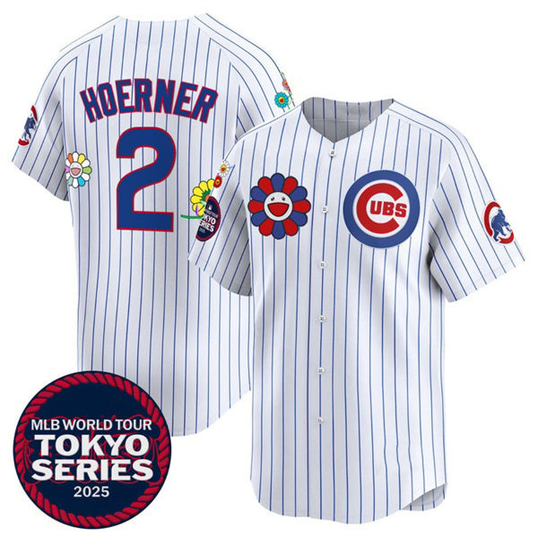 marshops Chicago Cubs #2 Nico Hoerner White  2025 Tokyo Series Limited Stitched Jersey