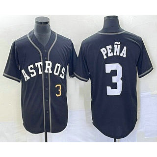 marshops Houston Astros #3 Jeremy Pena Number Black  Cool Base Stitched Jersey