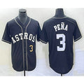 marshops Houston Astros #3 Jeremy Pena Number Black  Cool Base Stitched Jersey