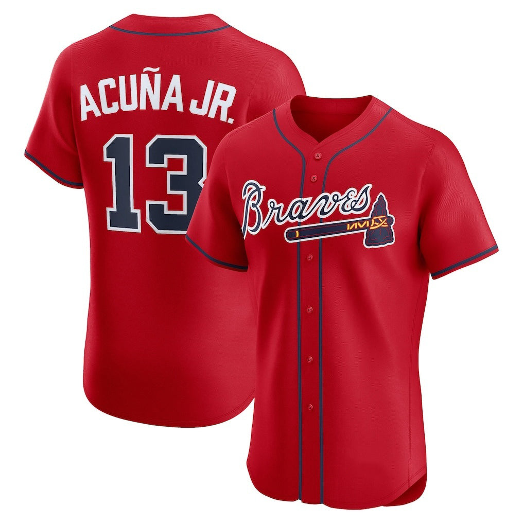 marshops Atlanta Braves #13 Ronald Acu?a Jr. Red  Alternate 2 Elite Jersey