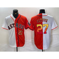 marshops Houston Astros #27 Jose Altuve Number White Orange  Split Stitched Jersey