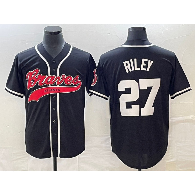 marshops Atlanta Braves #27 Austin Riley Black  Cool Base Stitched Jersey