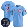 marshops Chicago Cubs #2 Nico Hoerner Blue  'Ryne Sandberg Tribute' Vapor Limited V2 Stitched Jersey