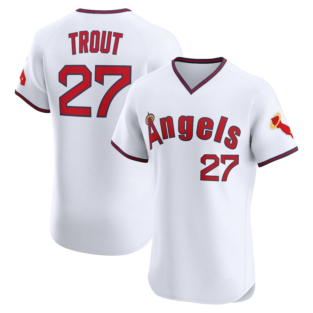 marshops Los Angeles Angels #27 Mike Trout White  Alternate 2 Elite Jersey
