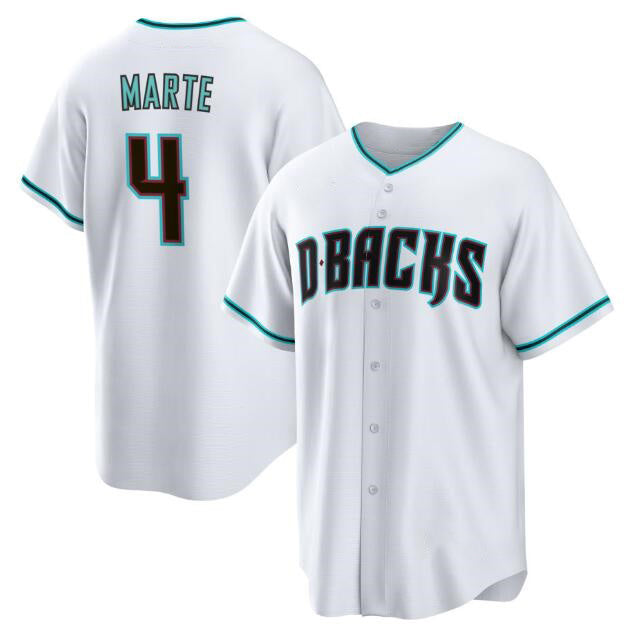 marshops Arizona Diamondbacks #4 Ketel Marte White  Cool Base Stitched Jersey