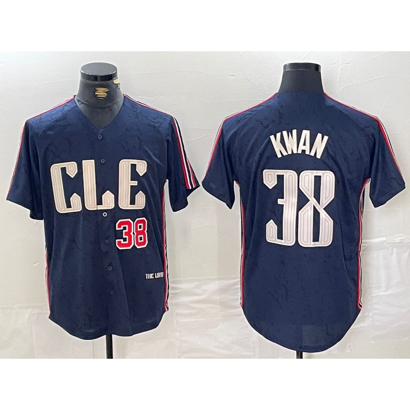 marshops Cleveland Guardians #38 Steven Kwan Number Navy  2024 City Connect Limited Stitched Jersey