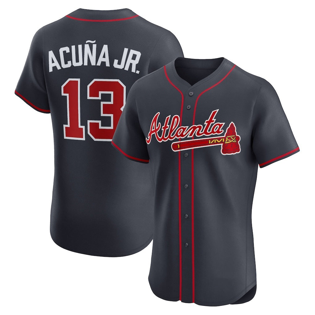 marshops Atlanta Braves #13 Ronald Acu?a Jr. Navy  Alternate Elite Jersey