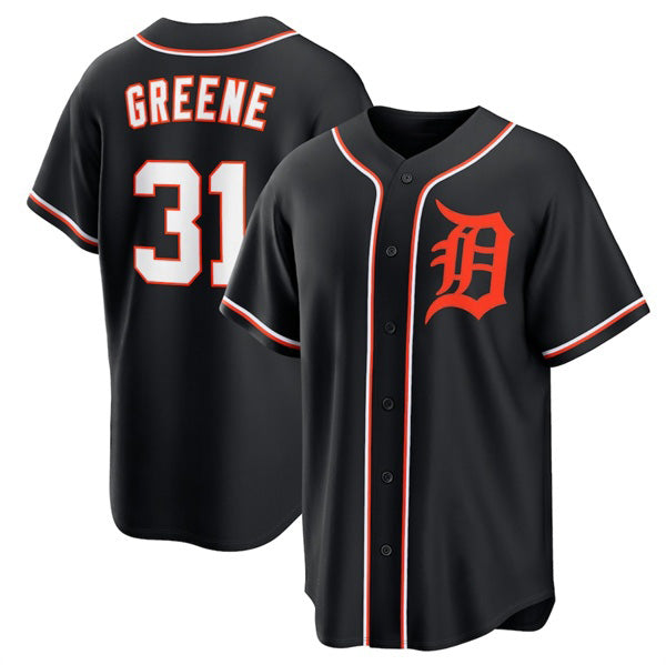 marshops Detroit Tigers #31 Riley Greene Black  Out Stitched Jersey