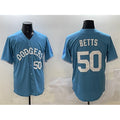 marshops Los Angeles Dodgers #50 Mookie Betts Light Blue  Limited Stitched Jersey