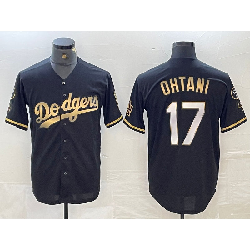 marshops Los Angeles Dodgers #17 Shohei Ohtani Black Gold  Stitched Cool Base Jerseys