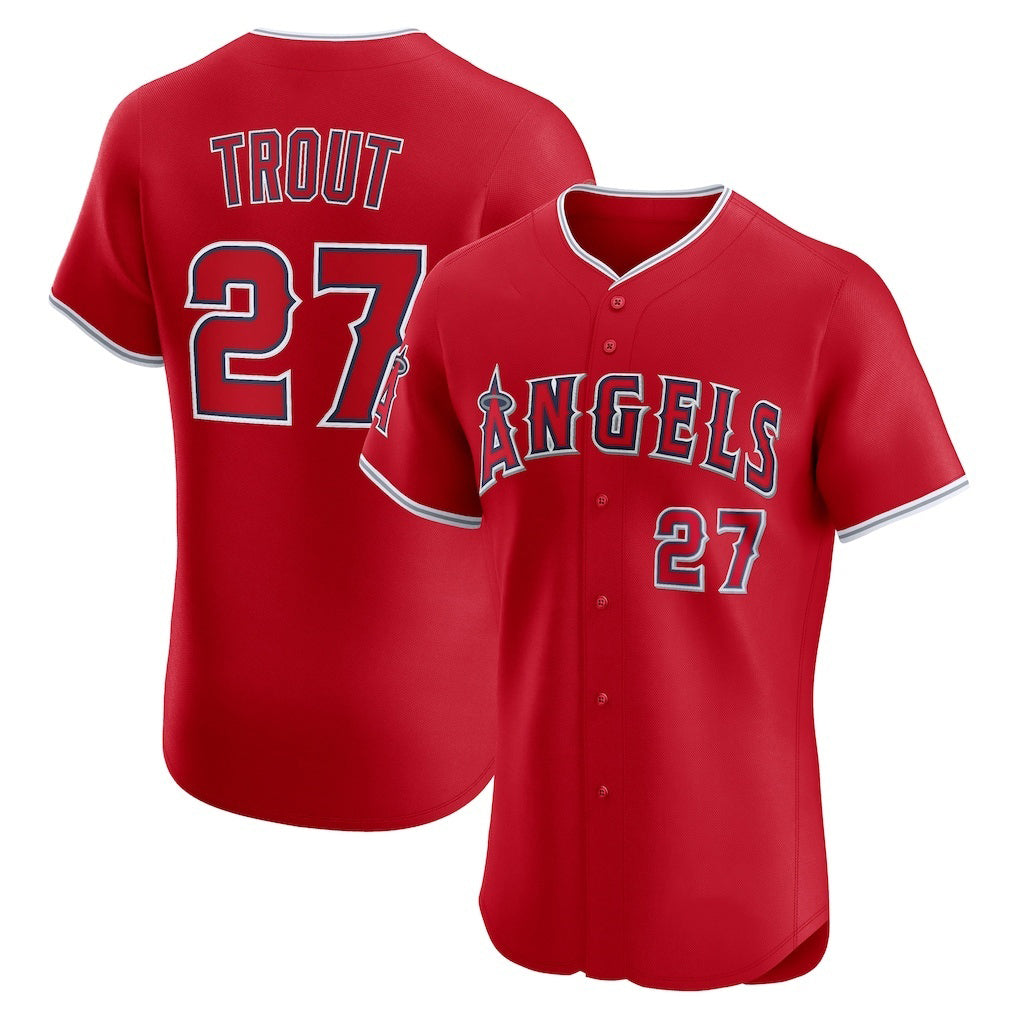 marshops Los Angeles Angels #27 Mike Trout Red  Alternate Elite Jersey
