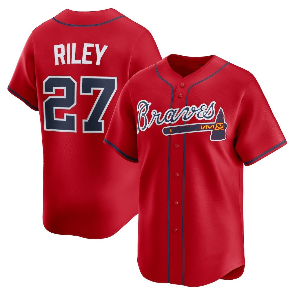 marshops Atlanta Braves #27 Austin Riley Red  Alternate Limited Player Jersey
