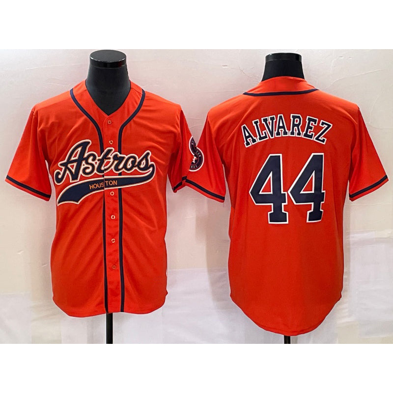 marshops Houston Astros #44 Yordan Alvarez Orange  With Patch Cool Base Stitched Jersey