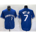 marshops Kansas City Royals #7 Bobby Witt Jr Number Blue  Cool Base Stitched Jersey