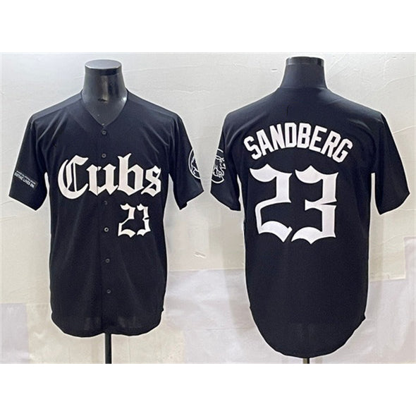 marshops Chicago Cubs #23 Ryne Sandberg Black  'Gothic North Side Edition' Vapor Premier Limited Stitched Jersey
