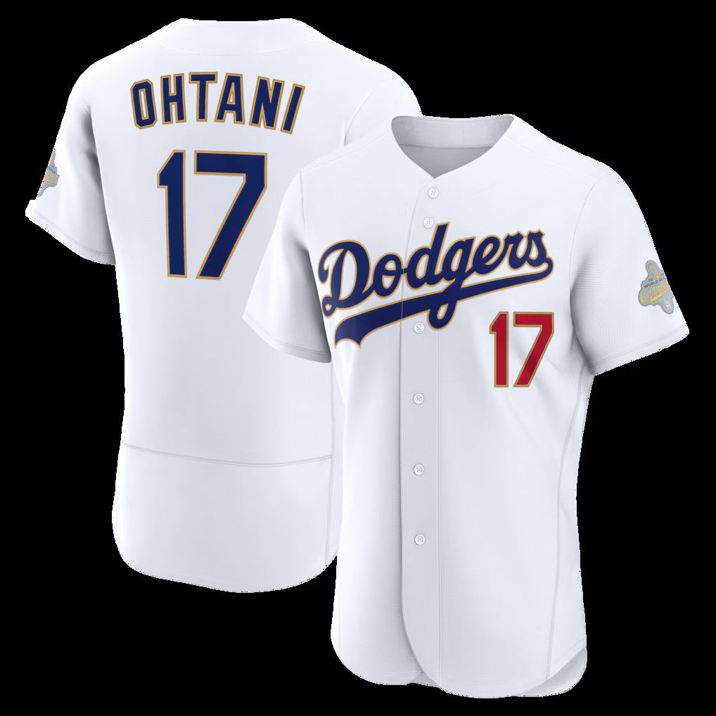 marshops Los Angeles Dodgers #17 Shohei Ohtani White  2026 Gold Collection Authentic Jersey