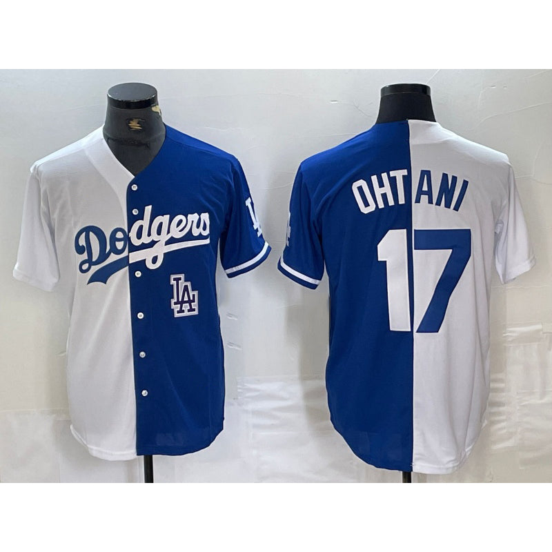 marshops Los Angeles Dodgers #17 Shohei Ohtani White Blue  Two Tone Stitched Jersey 2