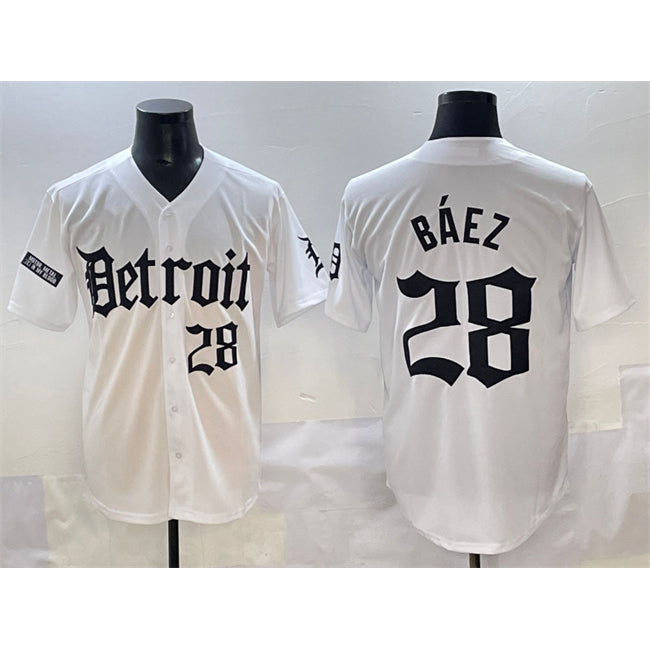 marshops Detroit Tigers #28 Javier B¨¢ez White  'Motor Gothic Edition' Vapor Premier Limited Stitched Jersey