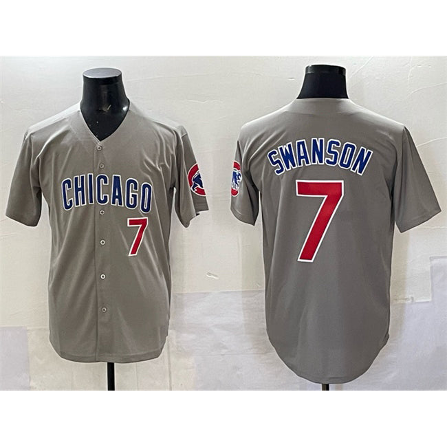 marshops Chicago Cubs #7 Dansby Swanson Gray  Limited Stitched Jersey