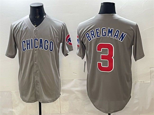 marshops Chicago Cubs #3 Alex Bregman Grey  Limited Stitched Jersey