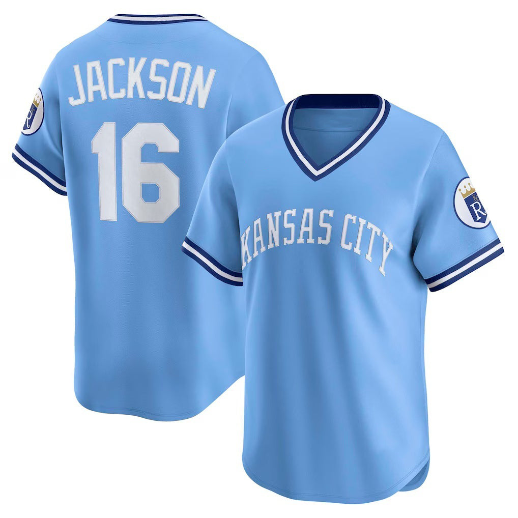 marshops Kansas City Royals #16 Bo Jackson Light Blue  Throwback Cooperstown Collection Limited Jersey
