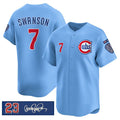 marshops Chicago Cubs #7 Dansby Swanson Blue  'Ryne Sandberg Tribute' Vapor Limited V3 Stitched Jersey