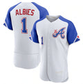 marshops Atlanta Braves #1 Ozzie Albies White  2023 City Connect Flex Base Stitched Jersey